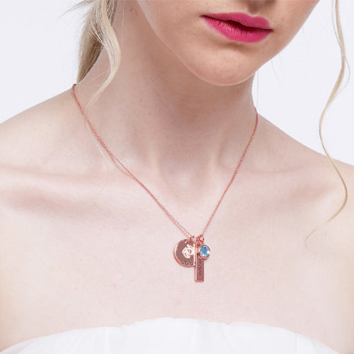 Baby Feet Disc Necklace With Birthstone For New Mom