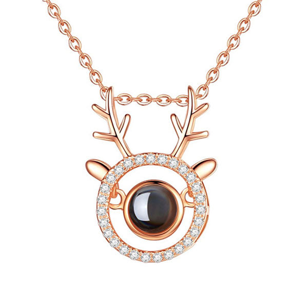Deer Antlers Photo&100 Languages Animal Projection Necklaces