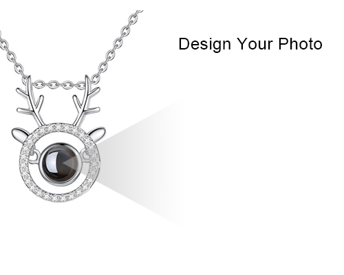 Deer Antlers Photo&100 Languages Animal Projection Necklaces