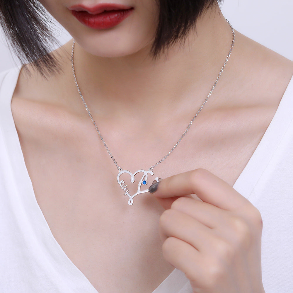 Personalized Name Stethoscope Necklace with Birthstone