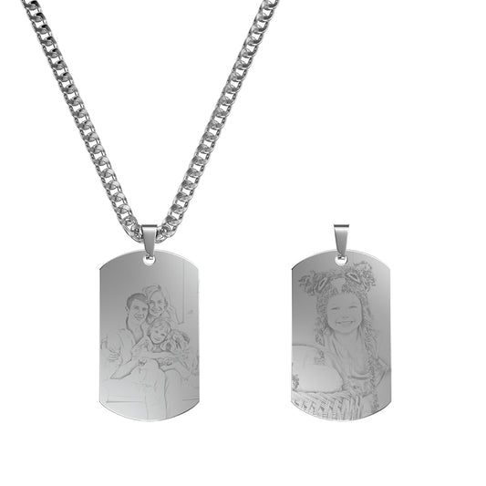 Black Titanium Photo-Engraved Double-Sided Necklace