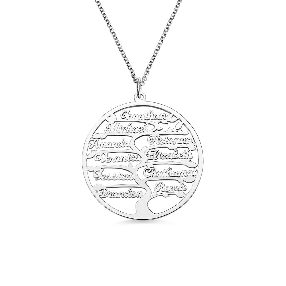 Sterling Silver 925/Customized Family Tree Name Necklace