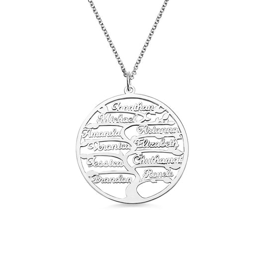 Sterling Silver 925/Customized Family Tree Name Necklace