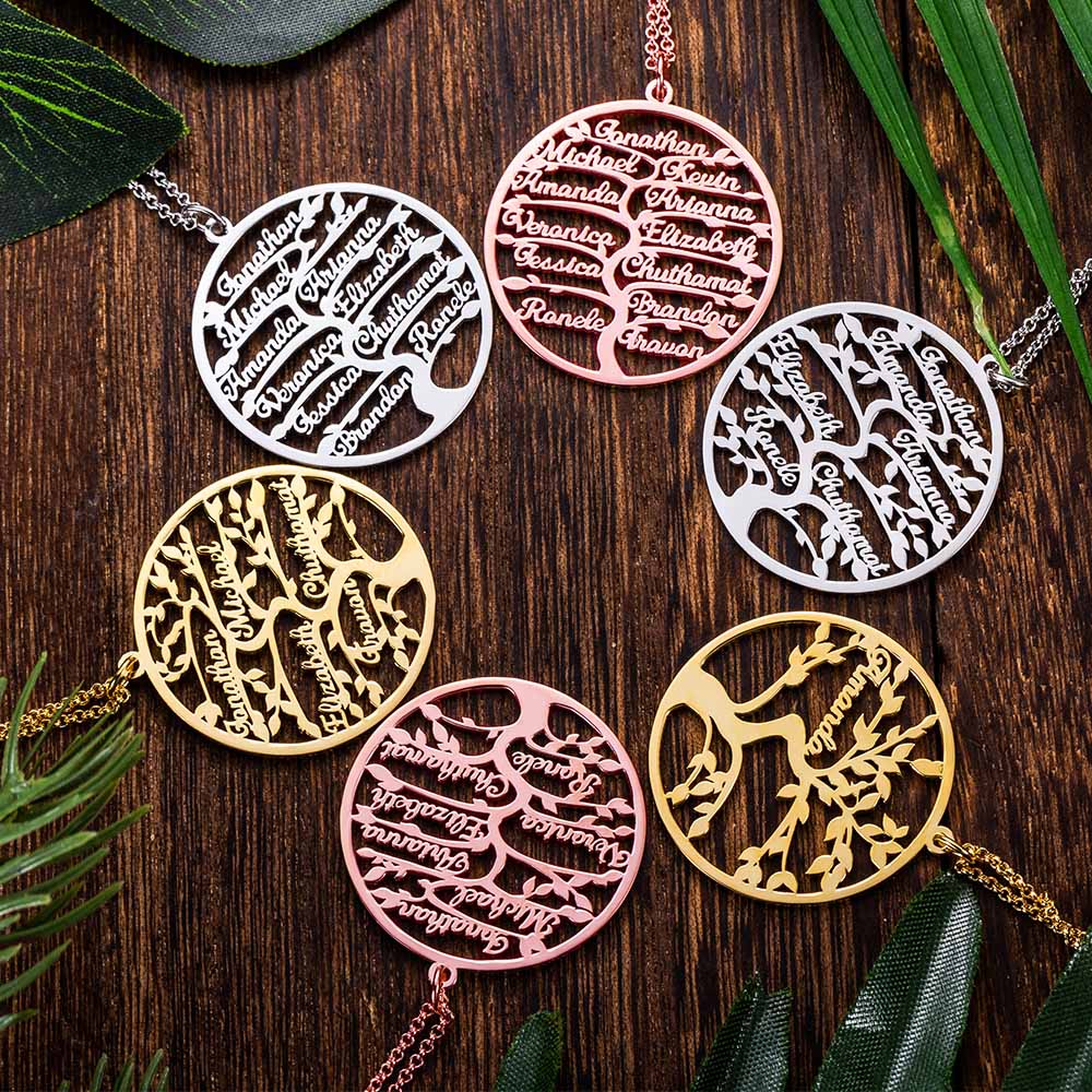 Sterling Silver 925/Customized Family Tree Name Necklace