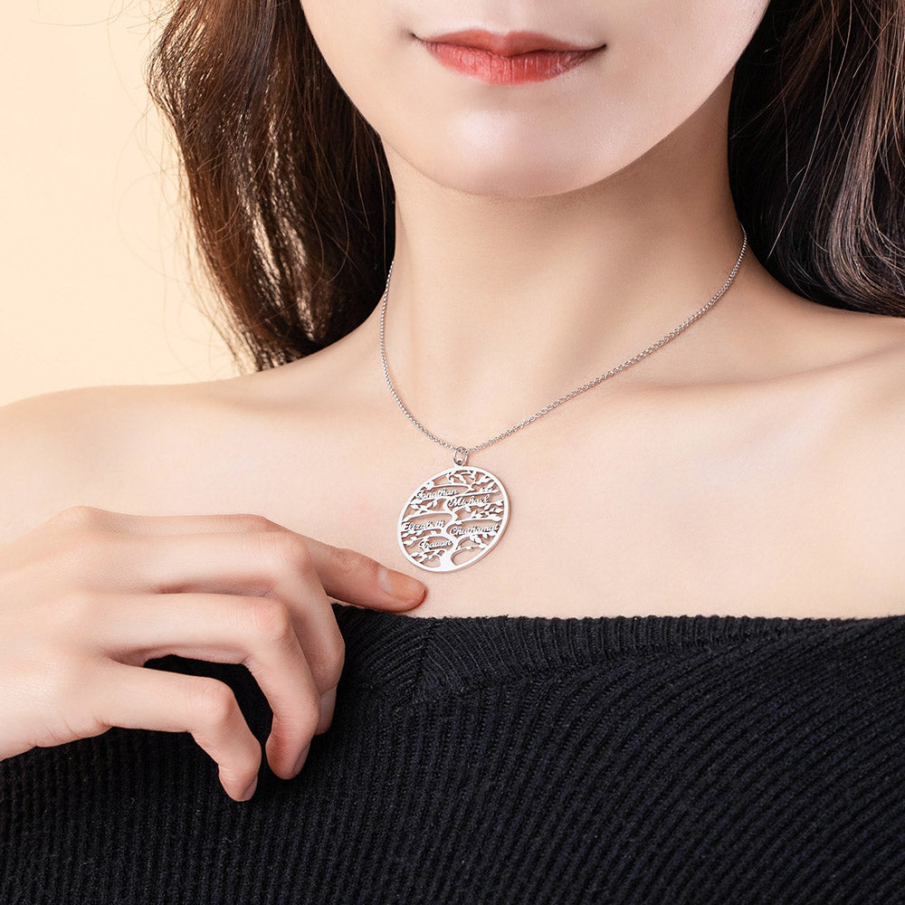 Sterling Silver 925/Customized Family Tree Name Necklace