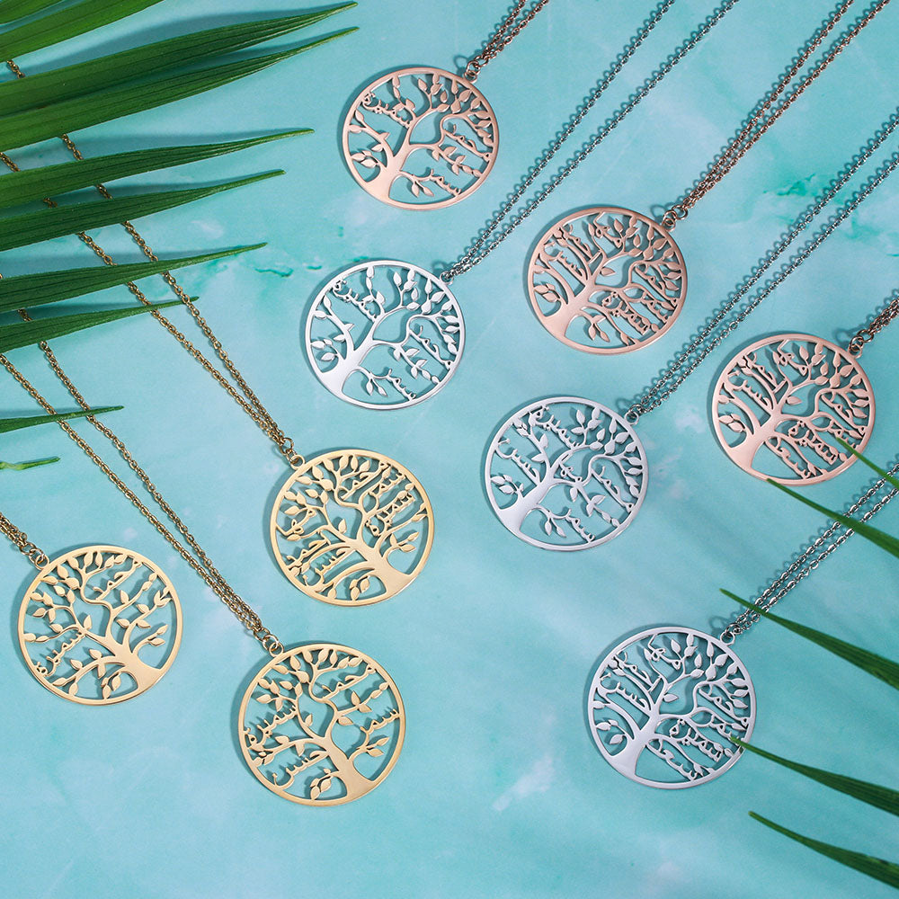 Sterling Silver Personalized Family Tree Arabic Name Necklace