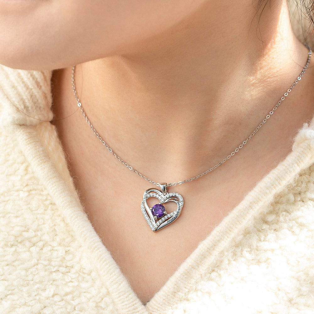 Customized Dual Heart Birthstone Necklace