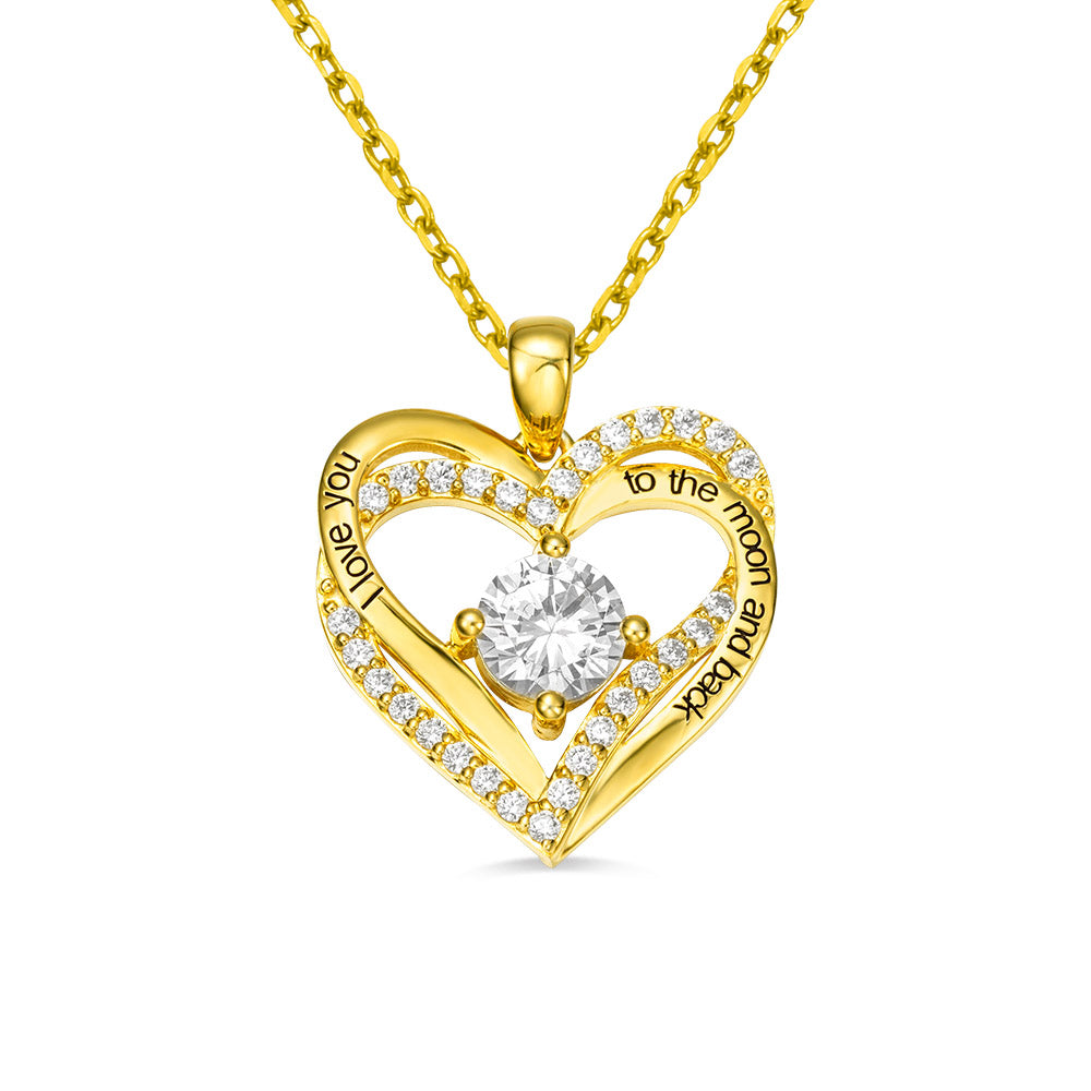 Customized Dual Heart Birthstone Necklace