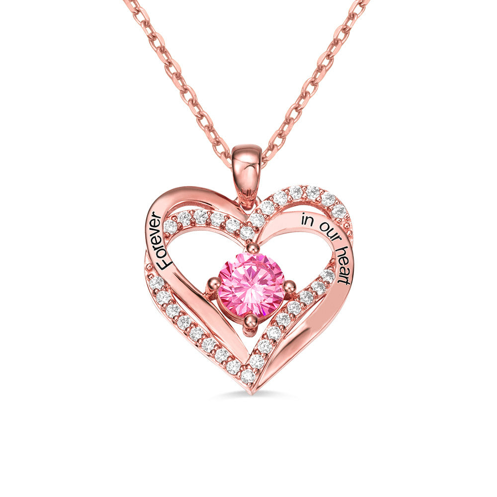 Customized Dual Heart Birthstone Necklace