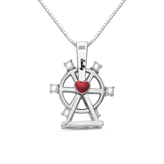 Personalized Ferris Wheel Love Necklace with Pearl