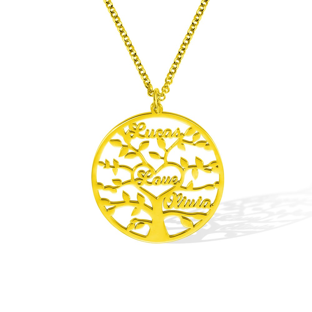 Silver 925/Custom Engraved 1-9 Names Family Tree Necklace