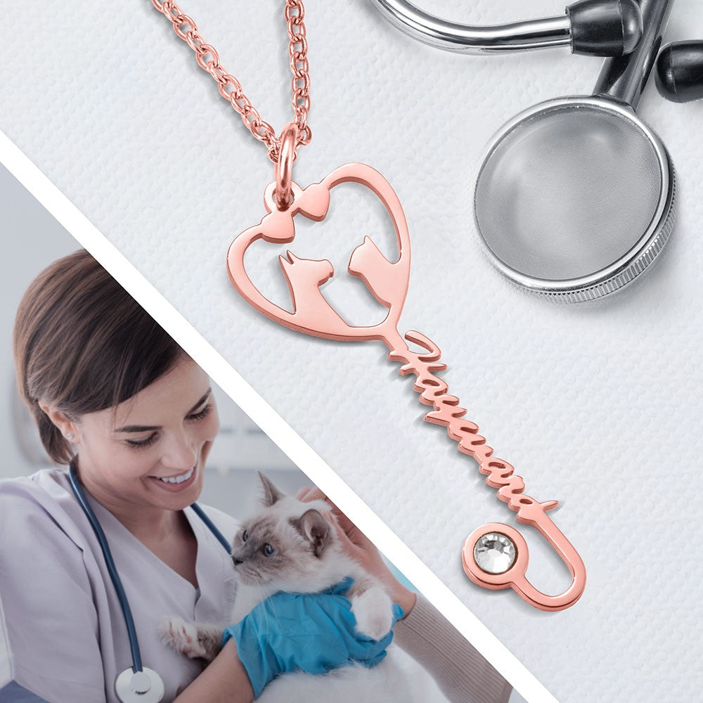 Stainless Steel Necklace, Personalized Veterinary Necklace