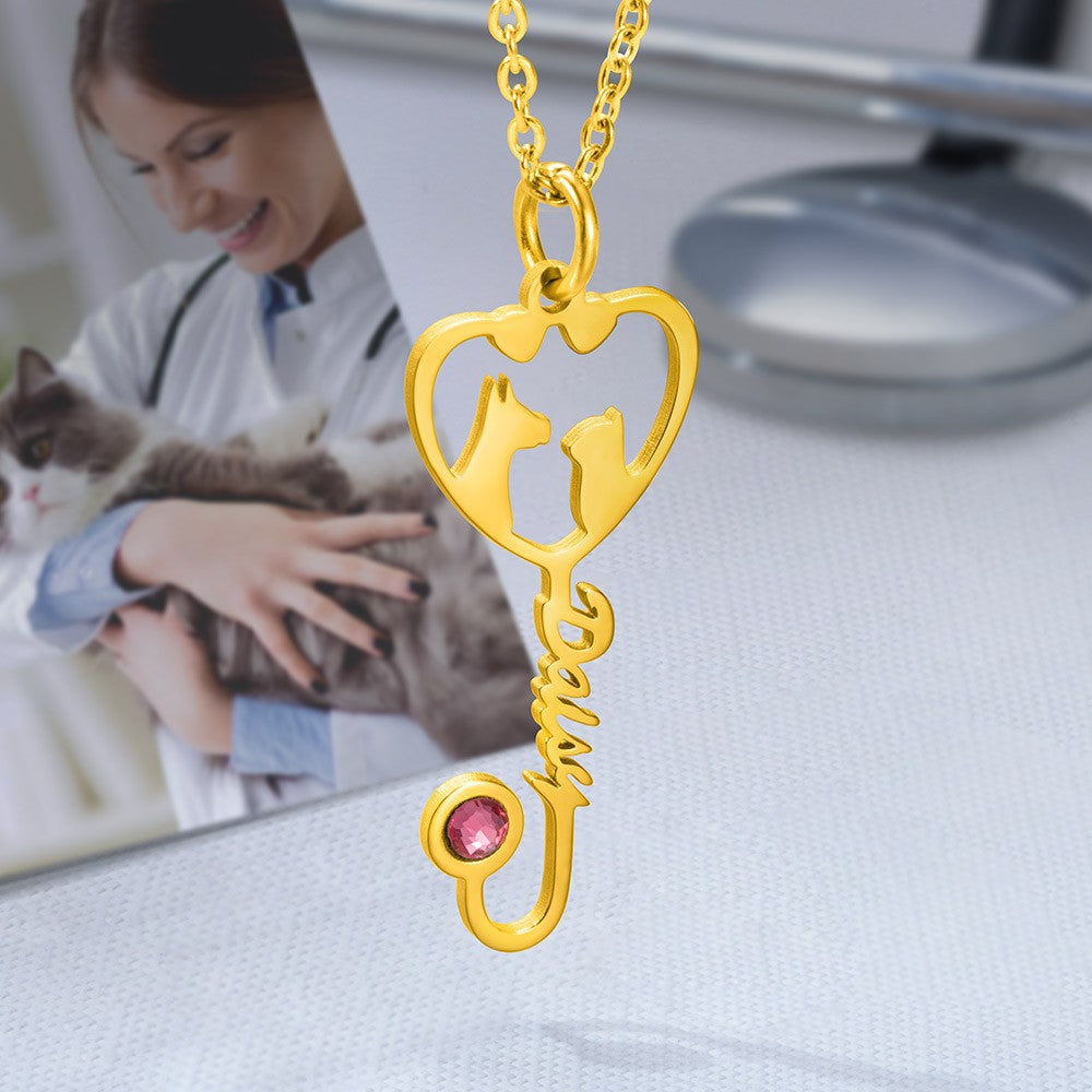 Stainless Steel Necklace, Personalized Veterinary Necklace