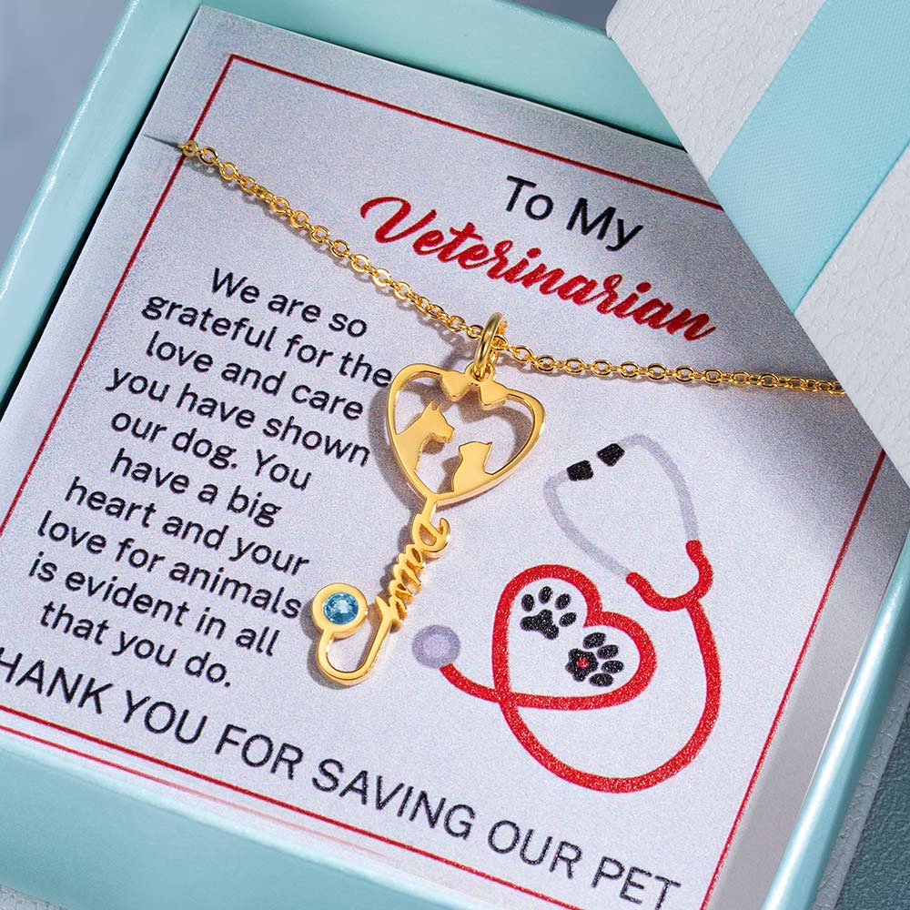 Stainless Steel Necklace, Personalized Veterinary Necklace