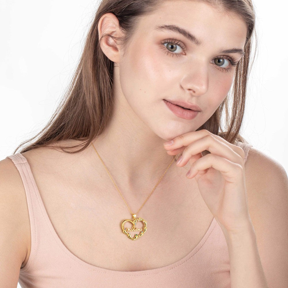 8 Feets/Custom Name Baby Feet Heart Necklace,Silver 925 Family Necklace with Birthstone, Mother's Day Gift for New Mom/Mother/Grandmother/Wife