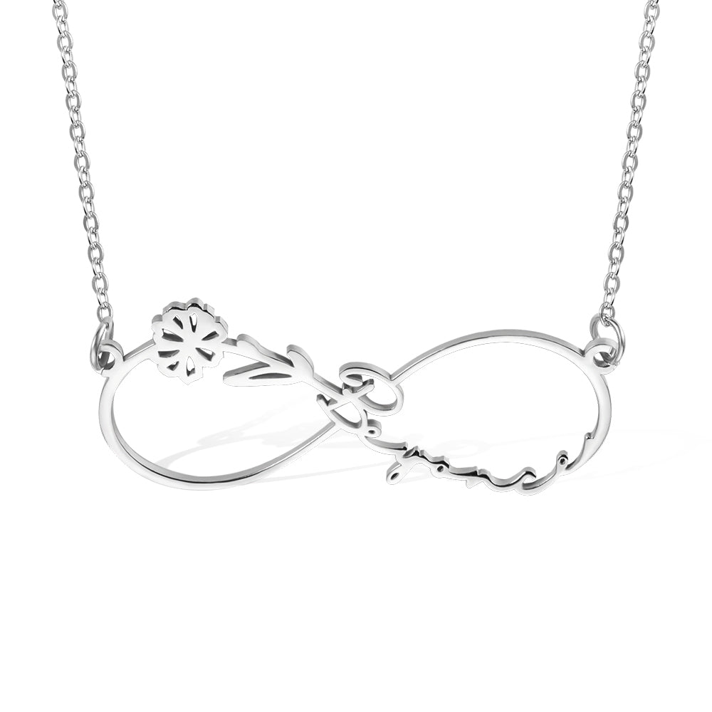 Custom Infinity Necklace Birthflower Necklace with Name, Stainless Steel Necklace, Mother's Day/Birthday Gift for Mom/Daughter/Friends/Women
