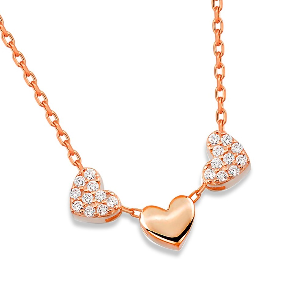 Three Heart Necklace, Dainty Necklace, Sterling Silver 925 Necklace,  Heart Necklace, Gift for Women/Mom/Girl