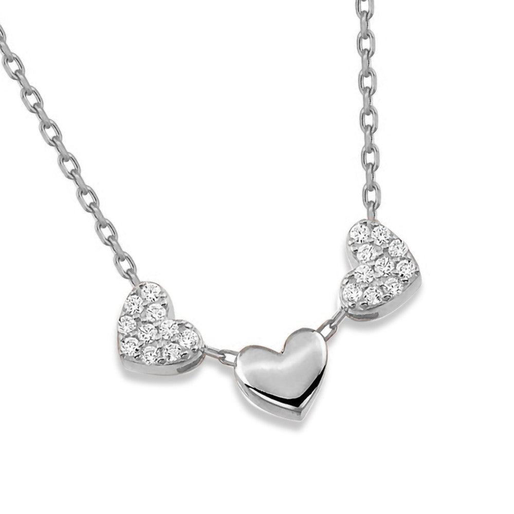 Three Heart Necklace, Dainty Necklace, Sterling Silver 925 Necklace,  Heart Necklace, Gift for Women/Mom/Girl