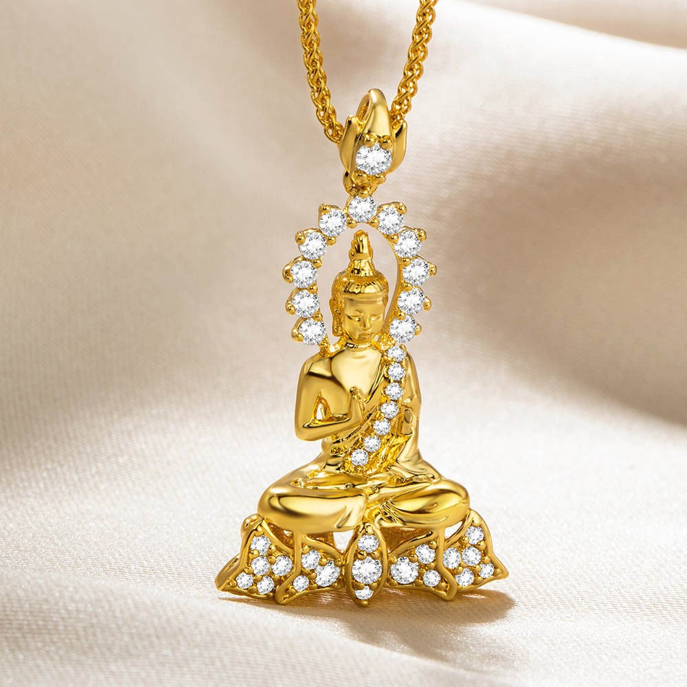 18k Gold-plated Buddha Charm Necklace, Buddha Pendant, Meditation Yoga Necklace, Gift for Mom/Grandma/Yoga Loved