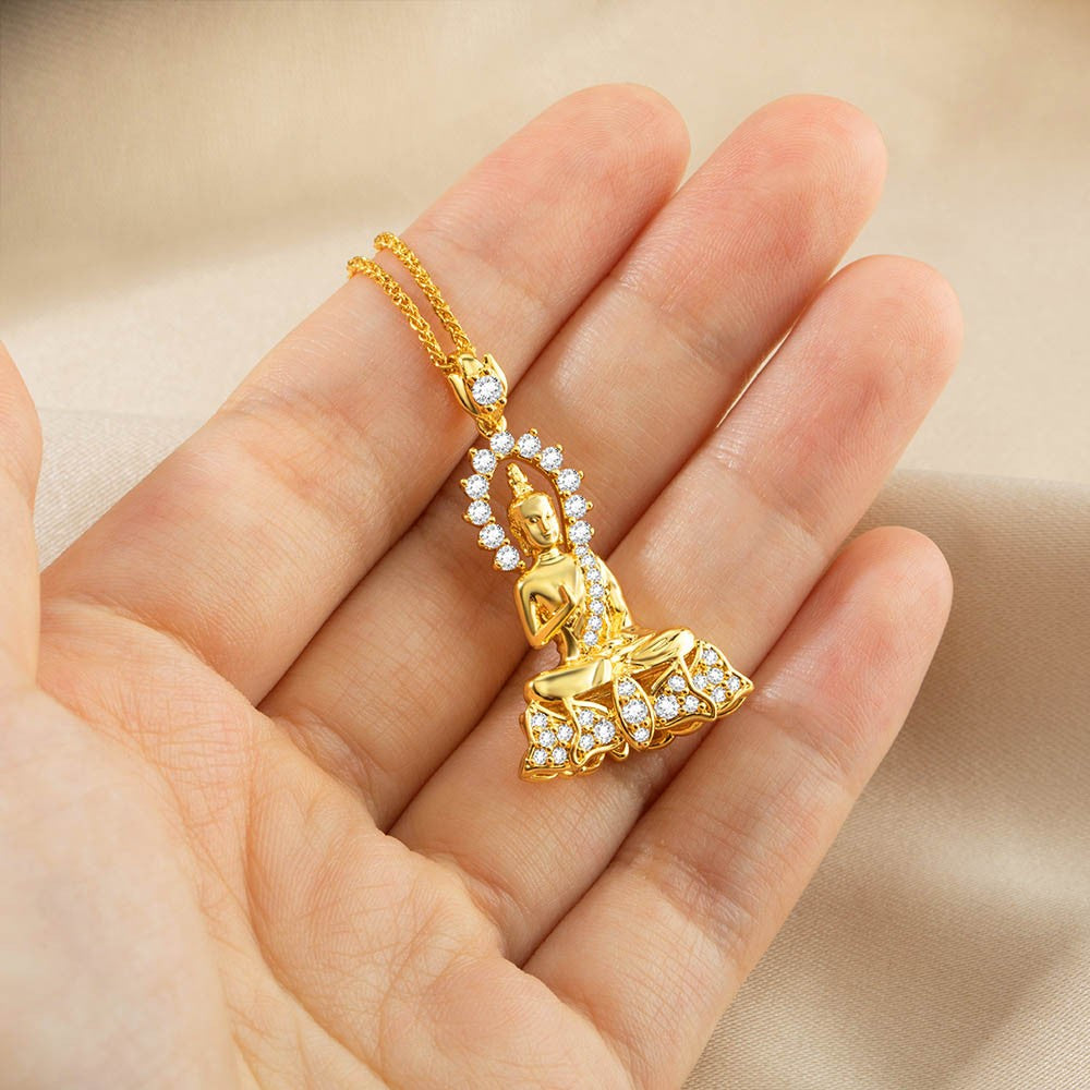 18k Gold-plated Buddha Charm Necklace, Buddha Pendant, Meditation Yoga Necklace, Gift for Mom/Grandma/Yoga Loved
