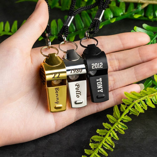 Black Gold Plated Stainless Steel  Necklace/  Personalized Whistle Necklaces, Engraved Stainless Steel Whistle Necklaces, Outdoor Whistle Necklaces, Teacher/Coach/ Sports Referee Gifts