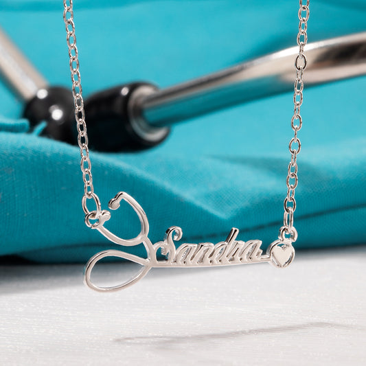 Stainless Steel Necklace /Personalized Stethoscope Necklace with Name, Nurse Necklace, Custom Doctor Nurse Gift, Nurse Appreciation Gifts, Medical Student Graduation Gift