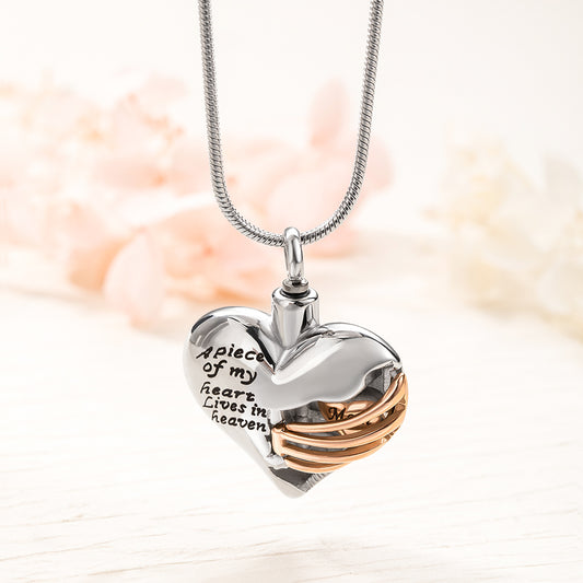 Custom Rib Heart Necklace, Commemorative Heart Pendant Urn Necklace, Remembering a Loved One Memorial Jewelry, Gift for Mom/Grandma/Family/Pet Lover