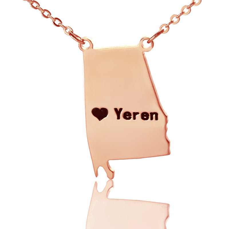 Map Necklace With Heart & Name (Picture Upload)