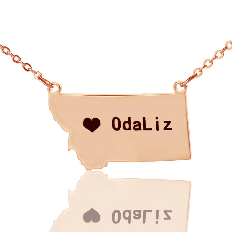 Map Necklace With Heart & Name (Picture Upload)