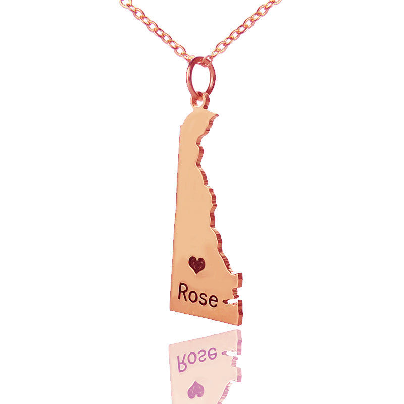 Map Necklace With Heart & Name (Picture Upload)