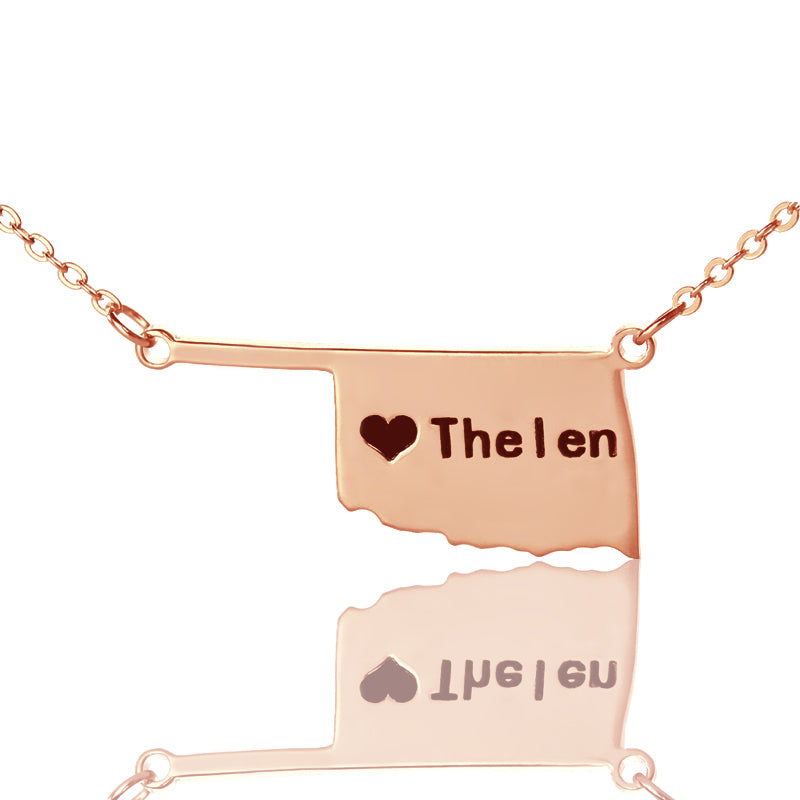 Map Necklace With Heart & Name (Picture Upload)