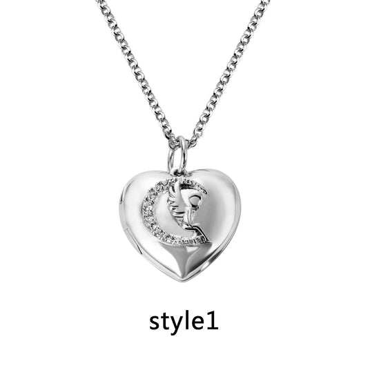 Custom Heart Shaped Angel Photo Necklace/Style 1