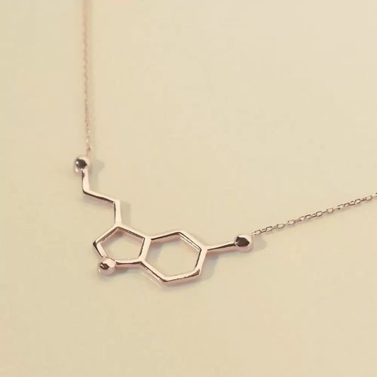 Brass Necklace, Serotonin Molecule Necklace with Butterfly, Science Jewelry, Molecule Necklace, Science Necklace, Doctors Necklace, Gift for Mom/Her/Best Friend