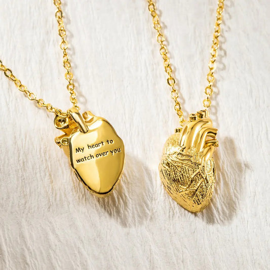 Brass Necklace, Personalized Anatomical Heart Necklace, Message Engraved Necklace, Sterling Silver Necklace, Medical/Nurse Gifts, Gifts for Doctors/Medical Students