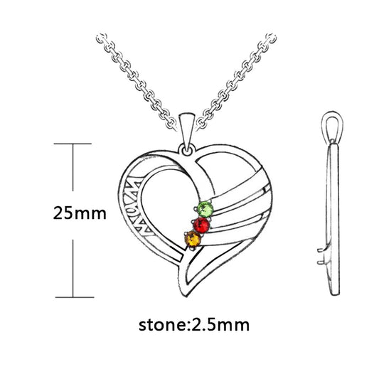 3 Birthstone/ Personalized Name and Birthstone Family Necklace for Mother