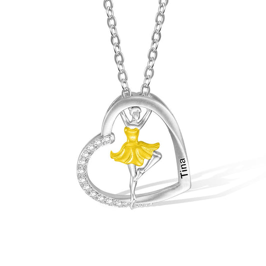 Brass Customized Heart Ballet Dance Necklace/style 4