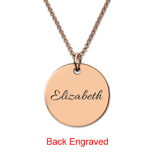 Engraved Disc Monogram Necklace In Rose Gold