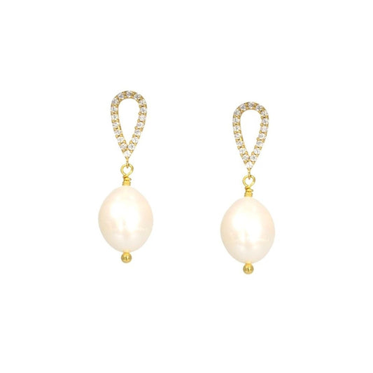 Ladies' Earrings New Bling 9NB-PRL9C Golden