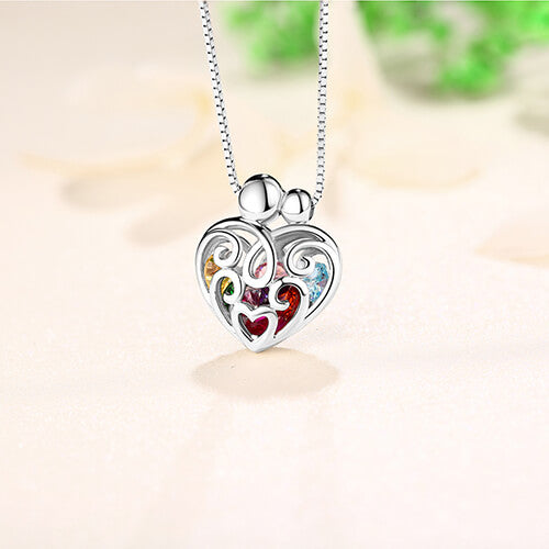 Personalized Heart Cage Necklace Sterling Silver