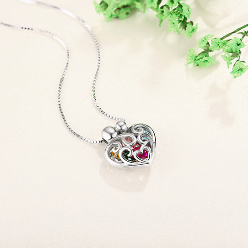 Personalized Heart Cage Necklace Sterling Silver