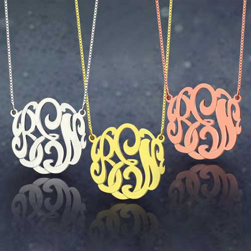 Custom Large Monogram Necklace Hand-painted