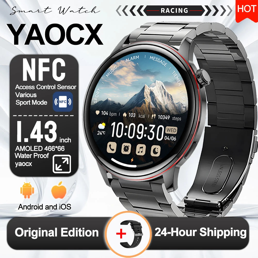 2026 New Smart Watch Women 466*466 AMOLED 1.43" HD Screen Always Display Time IP68 Waterproof Sports Bluetooth Call Smart Watch