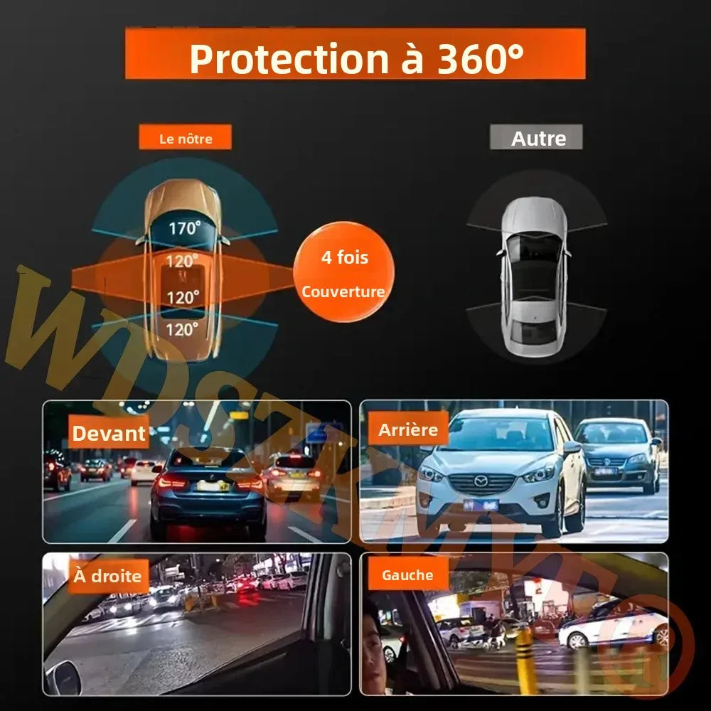 4 Lens Dashcam 360° Rotatable 1080P Video Recorder for Car DVR 3LEN ，Dvr car Night Vision Car Recording Camera Car Assecoriesda