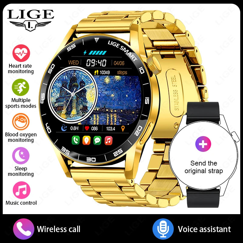 2026 LIGE New Smart Watch Full Touch Heart Rate Sports Fitness men's watches Bluetooth Call Luxury smart watch For Android IOS