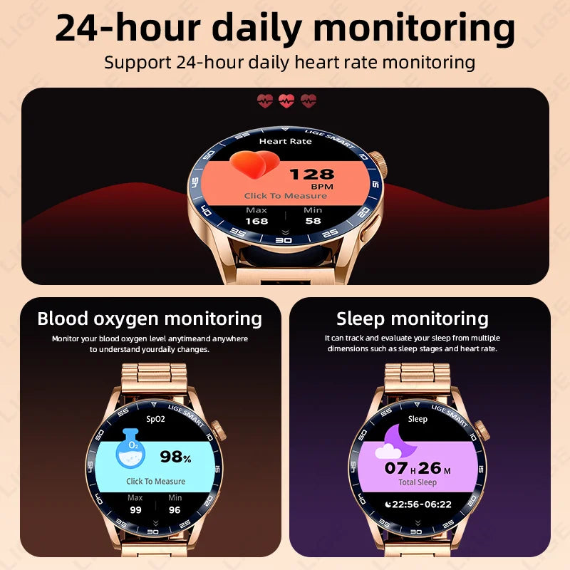 2026 LIGE New Smart Watch Full Touch Heart Rate Sports Fitness men's watches Bluetooth Call Luxury smart watch For Android IOS