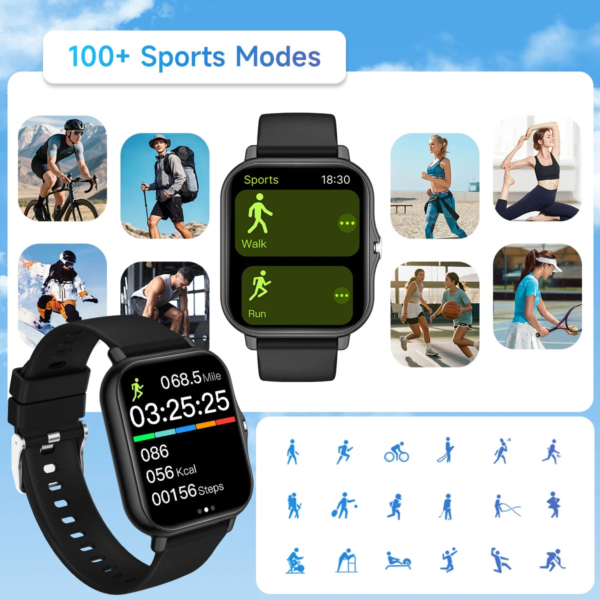 Smartwatch 1.83''HD Touch Screen  Voice Assistant Camera Control Bluetooth Call for Android/IOS Sports Watch Men Women 2026