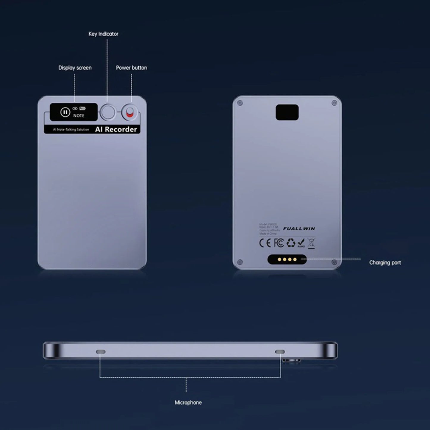 AI Voice Recorder with Real-Time Transcription & Translation Digital Voice Recorder Audio Recording Device for Lectures Meetings