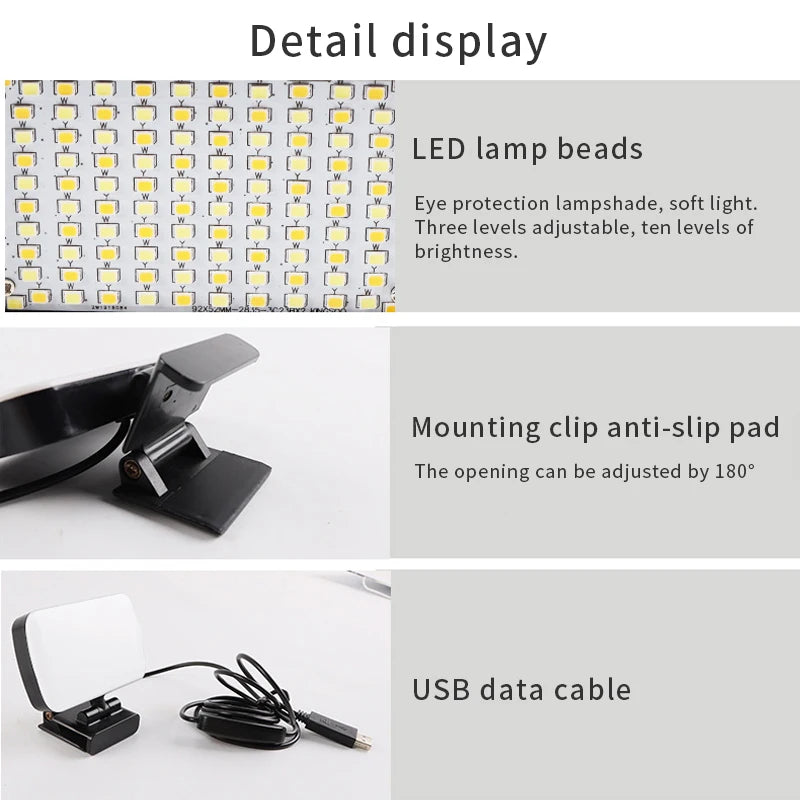 2026 Video Conference 6500K Portable LED Video Light Laptop Computer Webcam Light Zoom Call Lighting Clip for Live Streaming