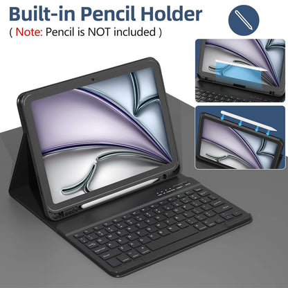 Tablet Case for iPad Air 11 inch(M2/M3/M4),Detachable Keyboard Case for iPad Air 4th/5th Gen 10.9 lnch with Case Pencil Holder