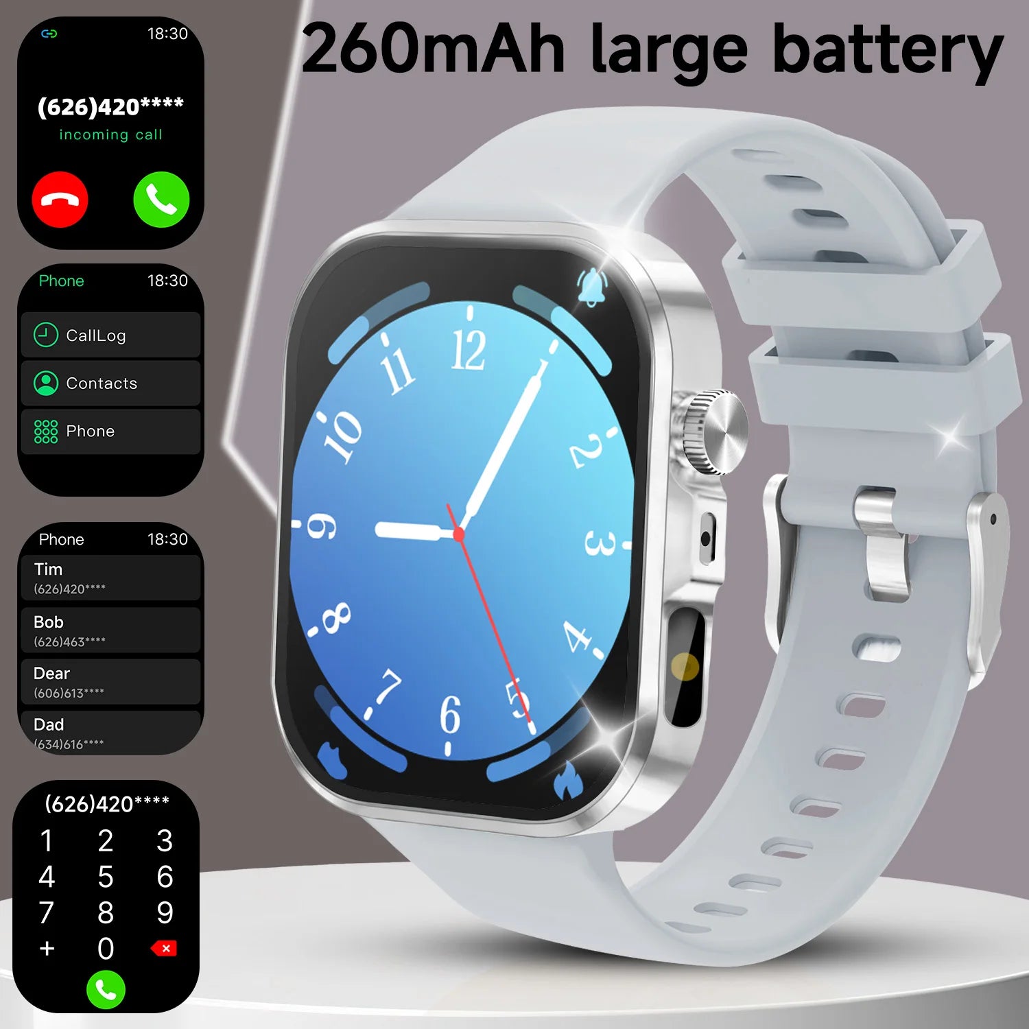 2026 New Hot Smartwatch 2.01 Screen Voice Assistant Bluetooth Call Phone Answer Sport Fitness Tracker Men Women for Android/IOS